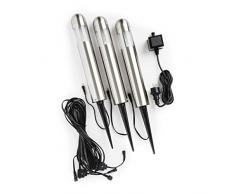 Konstsmide Amalfi 7620-000 - Focos de Acero Inoxidable para Clavar en el Suelo (4 Unidades, 6 x 6 x 35 cm, 5 W)