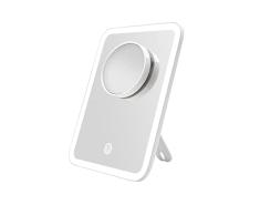 EMKE Espejo cosmético con iluminación, Espejo de Mesa Regulable con luz LED â Giratorio 180°, Suministro Directo USB, Espejo de Maquillaje con 1/3 aumentos para Maquillaje, Afeitado, etc.