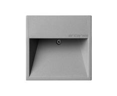 Lámpara de pared empotrada modelo Box Mini, no regulable, fuente de alimentación y de luz led incluidas, protección IP65, 8,5 x 10 x 10 centÃmetros, color gris (referencia: 07.9006.72B)