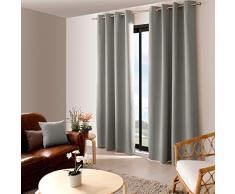 Enjoy Home - Cortina Opaca con 8 Ojales de Metal Cromado, diÃ¡metro de 4 cm, Gran Altura, 100% poliÃ©ster, 140 x 280 cm, Tejido Certificado Oeko Tex, fÃ¡cil de Limpiar, colecciÃ³n Basic, Gris
