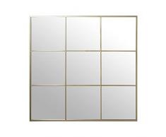 DRW Espejo de Pared Cuadrado de Ventana en Metal Dorado 120x2x120cm