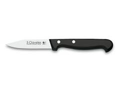 3 Claveles Pom Cuchillo alveolado jamonero, Acero Inoxidable, Negro, 30 cm - 12