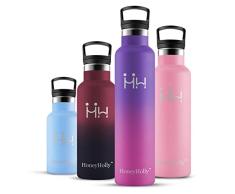 HoneyHolly Botella de Agua, Botella Acero Inoxidable 500/750/1000ml, Aislamiento de VacÃo de Doble Pared, Botellas de FrÃo/Caliente, sin bpa, Botella Reutilizable para Niños Gimnasio Bicicleta
