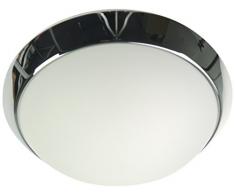 Niermann Standby a + + to E, Plafón Anillo decorativo cromo, cristal y metal, opal matt, 35 x 35 x 12 cm