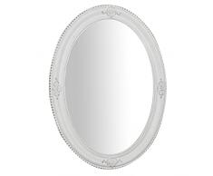 Biscottini Espejo de Pared baÃ±o y Dormitorio 66x86x4 cm | Espejo Entrada de Pared con Ganchos | Espejo Blanco