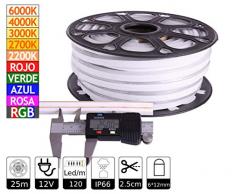Tira LED NEON 12V 6 * 12mm SMD2835 25 metros (Verde)