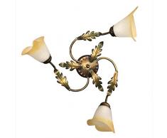 onli aplique de pared 3Â luces de metal marrÃ³n con diseÃ±o de hojas verdes