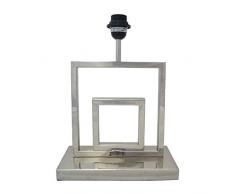 Better & Best Lámpara de mesa con diseño de doble cuadrado y base rectangular, Plateado