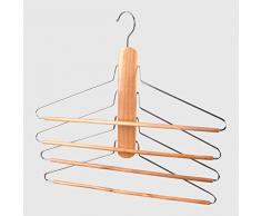 La Briantina Percha Armario Ahorro de Espacio con 4 Perchas para Camisetas Camisas Faldas Pantalones de Madera de Loto, Ancho 40 cm