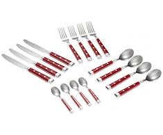 Pradel Excellence 2075R-16 - Cubertería (16 piezas, láminas acero inoxidable), color rojo