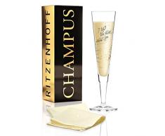 RITZENHOFF Champus - Copa de champán de Natalia YablunOraca, de cristal, 200 ml, con noble oro y platino, incluye servilletas de tela