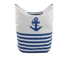 dvier - Cesto para la Colada (poliÃ©ster, 42 x 29 x 60 cm), Color Azul y Blanco