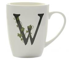 La Porcellana Taza Letra W, Color Blanco