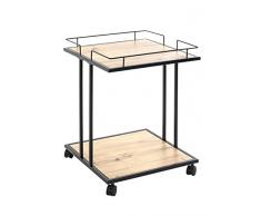 Haku Möbel Mesa Auxiliar con Ruedas, De Tubo de Acero Lacado en Negro, Altura Intermedia: 47 cm