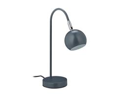 Relaxdays Lámpara Escritorio Metálica, Tulipa Orientable, Luz Sobremesa Moderna, para Oficina o Despacho, Rosca G9, Gris, 37,5 x 12 x 24,5 cm