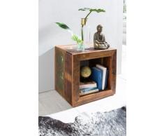Wohnling Mesa Auxiliar Shabby Chic Reciclado Mango Maciza de Madera Estante Mesa, marrón, 45 x 45 x 35 cm