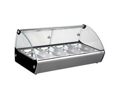 Lacor 69602 Vitrina Térmica, Expositor de Alimentos, Cristal, 500 W, Capacidad: 4xGN 1/3, Termostato Regulable: 30ºC-90ºC, Acero Inoxidable, Transparente