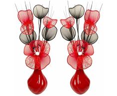 Flourish Visite par Rojo Flores Artificiales con Rojo jarrón, Adornos, Accesorios del Hogar y Decoración Adecuado para baño, Dormitorio o Cocina Ventana/estanterÃa, 32 cm