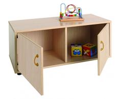 Mobeduc 600106HPS18 - Mueble infantil superbajo/armario con 2 casillas, madera, color haya, 90 x 40 x 44 cm