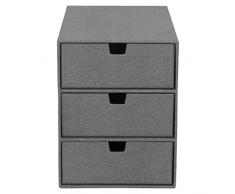 Bigso Box of Sweden Organizador de documentos y material de oficina â Cajonera pequeña con 3 cajonesâ Caja con cajones de tablero de fibras y papel con aspecto de lino â gris