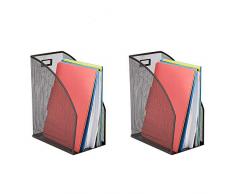 Mind Reader Soporte de malla para escritorio, accesorios de escritorio, caja de archivos decorativa, resistente organizador de revistas, color negro