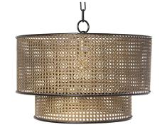 DRW Lampara de Techo de Metal Calado imitaciÃ³n Mimbre en Dorado y Negro 50x30cm, Cable 95cm