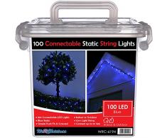WeRChristmas 100 conectable estática LED cadena luces con 2 pines macho y conector hembra, 10 m), color azul