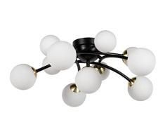 LAMPARA Techo Metal Cristal Negro 60X60X20 CM