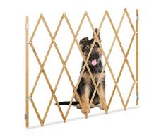 Relaxdays Barrera Seguridad Perro, Valla Escaleras Plegable hasta 130cm, 87,5-100cm Alto, Reja Protección Bambú, Natural
