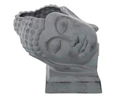 DRW Jarron Cabeza de Buda de sobremesa de Ceramica en Tonos Grises 32x25x27cm