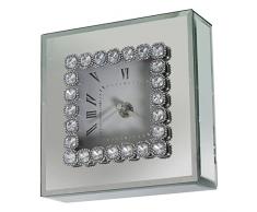 DRW Reloj de Sobremesa Cuadrado de Cristal y Espejo en Color Espejo 15x5x15cm
