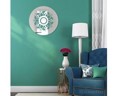 FLEXISTYLE Espejo Decorativo Floral 50cm, 3mm Acrylic Mirror from EU, Living Room, Bedroom, Hallway, Unbreakable, DIY Home Decoration, Silver, Made in EU