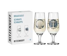 RITZENHOFF 3871001 - Juego de 2 vasos de chupito (40 ml, tiempo de uso diario nÂº 1 + 2), diseÃ±o de animales, color azul y gris
