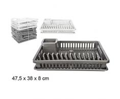 Cm 152543 Escurridor con Bandeja, Blanco - Gris, 47.5 X 38 X 8 Cm