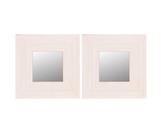 Belssia Espejo Mano, Madera, Blanco Patinado, 44x3x44 cm
