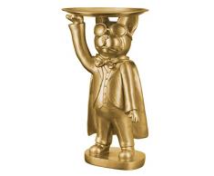 Casablanca Figura Decorativa de Resina â Perro Bulldog francÃ©s con Bandeja â Color: Dorado â DecoraciÃ³n Mesa de Regalo â Bandeja para Llaves Altura 31 cm