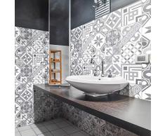 Ambiance-sticker Pegatinas de Azulejos Adhesivas â Pegatina de Azulejos de Cemento â DecoraciÃ³n de Pared para baÃ±o y Cocina â Azulejos de Cemento Adhesivo de Pared â 15 x 15 cm â 9 Piezas