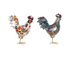 DKD Home Decor Figura Decorativa de la Marca Metal Resina Gallo (18 x 7 x 22 cm) (2 Piezas) (Referencia: S3019743)