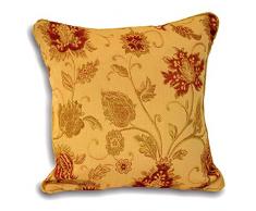 Riva Paoletti Funda de cojín Modelo Zurich. Diseño Decorativo Floral con Bordes ribeteados, poliéster, Dorado, 55 x 55cm
