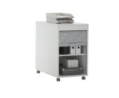 FMD Profi 77 - Armario con puerta tipo persiana y ruedas (45,5 x 76 x 65 cm), color blanco
