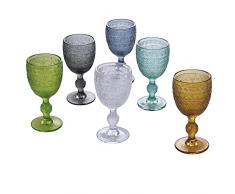 Villa dEste Home Tivoli Juego de 6 copas de cristal tintado con acabado de arrelieve 210 ml, Mexico