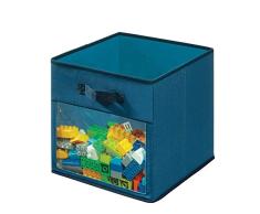 Idesign Tela, Caja Mediana En Mezcla De AlgodÃ³n Y PoliÃ©ster Para Armario, Dormitorio O Cuarto Infantil, Organizador Plegable Con 2 Asas Y Ventana, Azul, X 33,0 Cm