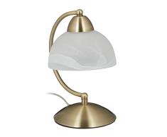 Relaxdays LÃ¡mpara de mesa vintage, TÃ¡ctil, Cristal & Hierro, Regulable, E14, 230V, 25x15x19 cm, 1 Ud, Dorado
