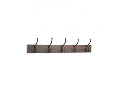 AmazonBasics - Perchero de pared, 5 ganchos estándar, Nogal, 2 unidades