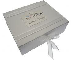 Gran Caja de Recuerdos Junta White Cotton Cards gal/és Color Rosa Conejo 20/ x 23/ x 10,7/ cm beb/é Color Blanco Frambuesa fach