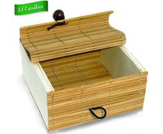 BAKAJI - Caja de Madera de bambú, joyero de Objetos, 9 x 9 x 5 cm, única
