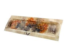 Dekohelden24 Plato decorativo de cristal con hortensias anaranjadas amarillas rectangulares hechos a mano, tamaño: 40 x 13 x 0,5 cm aprox