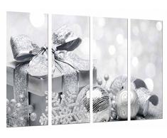 Cuadro FotogrÃ¡fico Navidad, Adornos NavideÃ±os Plateados, Regalos Plata TamaÃ±o total: 131 x 62 cm XXL