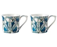 V&A V&A - Set de Tazas con diseño de Frutas en Caja de Regalo, Porcelana, Azul, Juego de 2