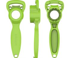 Abridor universal 3 en 1 para vasos, para latas, abridor de tapa, abridor de botellas, abridor de cristal, tapas de rosca, tarros de conservas, alta calidad, para personas mayores (verde)